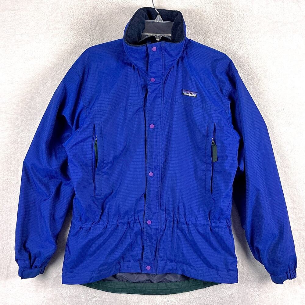 VTG Patagonia Jacket Mens S Blue Glade Runner Ripstop Stowaway Hood Outdoors 90s